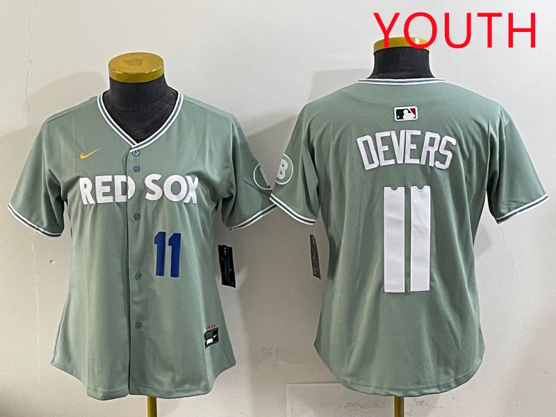 Youth 2025 Boston Red Sox 11 Devers Light Green Joint Name Nike MLB Jersey style 20